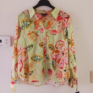 Nicole Miller Eyelet Embroidered Long Sleeve Shirt